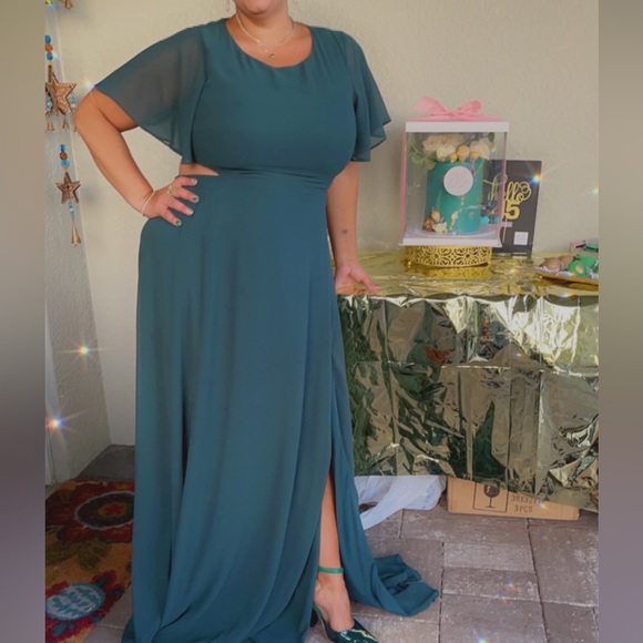 princess polly baby blue dress Emerald Green Silk Dress Plus Size main image 1